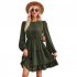 Women Long Sleeves Dress Summer Round Neck Slimming A line Skirt Simple Solid Color Elegant Short Dress dark apricot L