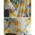 Women Long Sleeves Dress Retro Flower Printing Loose A line Skirt Casual Large Swing Pullover Midi Skirt yellow flower L