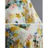 Women Long Sleeves Dress Retro Flower Printing Loose A line Skirt Casual Large Swing Pullover Midi Skirt yellow flower L