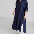 Women Long Sleeves Long Shirt Trendy Lapel Slit Cotton Linen Tops Solid Color Single Breasted Cardigan Jacket apricot M