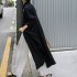 Women Long Sleeves Long Shirt Trendy Lapel Slit Cotton Linen Tops Solid Color Single Breasted Cardigan Jacket apricot M