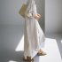 Women Long Sleeves Long Shirt Trendy Lapel Slit Cotton Linen Tops Solid Color Single Breasted Cardigan Jacket navy blue XL