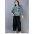 Women Long Sleeves Shirt Trendy Round Neck Retro Printing Tops Loose Large Size Casual Pullover T shirt beige XXXXL