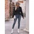 Women Long Sleeves Shirt V Neck Casual Solid Color Loose Blouse Elegant Hollow out Pullover Tunic Tops White L