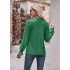 Women Long Sleeves Shirt V Neck Casual Solid Color Loose Blouse Elegant Hollow out Pullover Tunic Tops green L