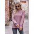 Women Long Sleeves Shirt V Neck Casual Solid Color Loose Blouse Elegant Hollow out Pullover Tunic Tops grass green S