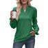 Women Long Sleeves Shirt V Neck Casual Solid Color Loose Blouse Elegant Hollow out Pullover Tunic Tops grass green S