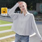 Women Long Sleeves Sun Protection Shirt Ice Silk Breathable Thin Hooded Jacket For Outdoor Fishing Hiking 8321 light gray one size