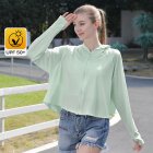 Women Long Sleeves Sun Protection Shirt Ice Silk Breathable Thin Hooded Jacket For Outdoor Fishing Hiking 8321 bean green one size