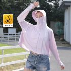 Women Long Sleeves Sun Protection Shirt Ice Silk Breathable Thin Hooded Jacket For Outdoor Fishing Hiking 8321 purple one size