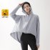 Women Long Sleeves Sun Protection Shirt Ice Silk Breathable Thin Hooded Jacket For Outdoor Fishing Hiking 8345 blue one size