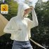 Women Long Sleeves Sun Protection Shirt Ice Silk Breathable Thin Hooded Jacket For Outdoor Fishing Hiking 8345 blue one size