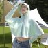 Women Long Sleeves Sun Protection Shirt Ice Silk Breathable Thin Hooded Jacket For Outdoor Fishing Hiking 8345 blue one size