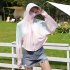 Women Long Sleeves Sun Protection Shirt Ice Silk Breathable Thin Hooded Jacket For Outdoor Fishing Hiking 8345 blue one size