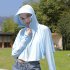 Women Long Sleeves Sun Protection Shirt Ice Silk Breathable Thin Hooded Jacket For Outdoor Fishing Hiking 8345 blue one size