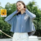 Women Long Sleeves Sun Protection Shirt Ice Silk Breathable Thin Hooded Jacket For Outdoor Fishing Hiking 8345 dark gray one size