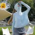 Women Long Sleeves Sun Protection Shirt Ice Silk Breathable Thin Hooded Jacket For Outdoor Fishing Hiking 8334 light gray one size