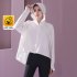 Women Long Sleeves Sun Protection Shirt Ice Silk Breathable Thin Hooded Jacket For Outdoor Fishing Hiking 8334 dark gray one size