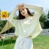 Women Long Sleeves Sun Protection Shirt Ice Silk Breathable Thin Hooded Jacket For Outdoor Fishing Hiking 8334 white one size