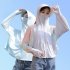 Women Long Sleeves Sun Protection Shirt Ice Silk Breathable Thin Hooded Jacket For Outdoor Fishing Hiking 8334 white one size
