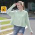 Women Long Sleeves Sun Protection Shirt Ice Silk Breathable Thin Hooded Jacket For Outdoor Fishing Hiking 8334 white one size