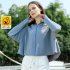 Women Long Sleeves Sun Protection Shirt Ice Silk Breathable Thin Hooded Jacket For Outdoor Fishing Hiking 8334 white one size