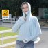 Women Long Sleeves Sun Protection Shirt Ice Silk Breathable Thin Hooded Jacket For Outdoor Fishing Hiking 8334 white one size