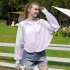 Women Long Sleeves Sun Protection Shirt Ice Silk Breathable Thin Hooded Jacket For Outdoor Fishing Hiking 8334 white one size