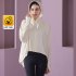 Women Long Sleeves Sun Protection Shirt Ice Silk Breathable Thin Hooded Jacket For Outdoor Fishing Hiking 8334 white one size