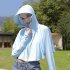 Women Long Sleeves Sun Protection Shirt Ice Silk Breathable Thin Hooded Jacket For Outdoor Fishing Hiking 8334 white one size