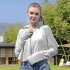 Women Long Sleeves Sun Protection Shirt Ice Silk Breathable Thin Hooded Jacket For Outdoor Fishing Hiking 8334 white one size