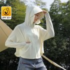 Women Long Sleeves Sun Protection Shirt Ice Silk Breathable Thin Hooded Jacket For Outdoor Fishing Hiking 8311 beige one size