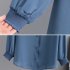 Women Long Sleeves T shirt Large Size Professional Bottoming Shirt Elegant V Neck Solid Color Chiffon Blouse blue 5XL