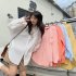 Women Long Sleeves T shirt Fashion Lapel Solid Color Blouse Breathable Casual Single breasted Cardigan Tops Pink S