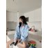 Women Long Sleeves T shirt Fashion Lapel Solid Color Blouse Breathable Casual Single breasted Cardigan Tops Pink S