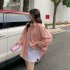 Women Long Sleeves T shirt Fashion Lapel Solid Color Blouse Breathable Casual Single breasted Cardigan Tops Pink S