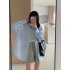 Women Long Sleeves T shirt Fashion Lapel Solid Color Blouse Breathable Casual Single breasted Cardigan Tops Pink S