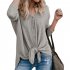 Women Long   sleeved V neck Cardigan Solid Color Single breasted Undershirt