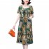Women Loose Floral Dress Comfortable Breathable Round Neck Short Sleeve Ice Silk Swing Dress A Line Skirt red L