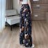 Women Loose Printed Casual Pants Drawstring Design High Waist Wide Leg Trousers For Workout Jogging Running portrait M
