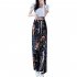 Women Loose Printed Casual Pants Drawstring Design High Waist Wide Leg Trousers For Workout Jogging Running portrait M