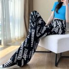 Women Loose Printed Casual Pants Drawstring Design High Waist Wide Leg Trousers For Workout Jogging Running letter L