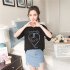 Women Loving Heart Letters Printing Summer Short Sleeve T shirt