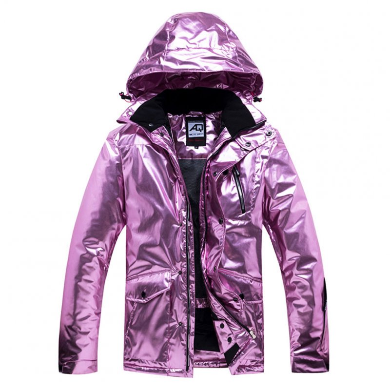 Women Man Winter Warm Thickening Waterproof And Windproof Skiing Hiking Jacket Tops Rose gold_S