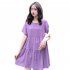 Women Maternity Dress Summer Short Sleeves Round Neck Midi Skirt Loose Large Size Casual Pullover Dress Purple 2XL