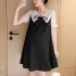Women Maternity Dress Summer Short Sleeves Chiffon A line Skirt Fashion Solid Color Lace up Loose Dress 510 black skirt M