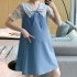 Women Maternity Dress Summer Short Sleeves Chiffon A line Skirt Fashion Solid Color Lace up Loose Dress 510 black skirt M