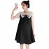 Women Maternity Dress Summer Short Sleeves Chiffon A line Skirt Fashion Solid Color Lace up Loose Dress 510 black skirt M