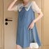 Women Maternity Dress Summer Short Sleeves Chiffon A line Skirt Fashion Solid Color Lace up Loose Dress 510 black skirt M
