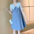 Women Maternity Dress Summer Short Sleeves Chiffon A line Skirt Fashion Solid Color Lace up Loose Dress 510 black skirt M